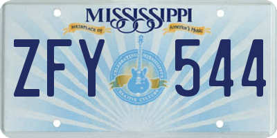 MS license plate ZFY544