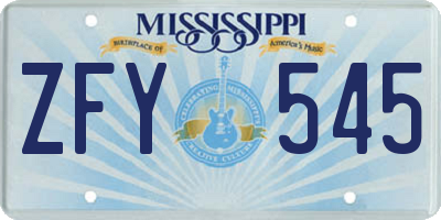 MS license plate ZFY545