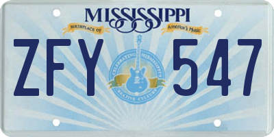 MS license plate ZFY547