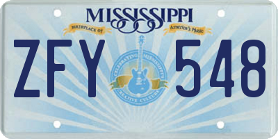 MS license plate ZFY548