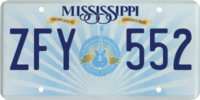 MS license plate ZFY552