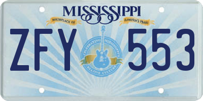 MS license plate ZFY553