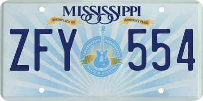 MS license plate ZFY554