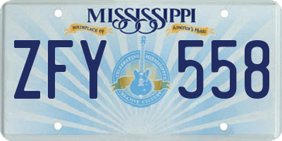 MS license plate ZFY558