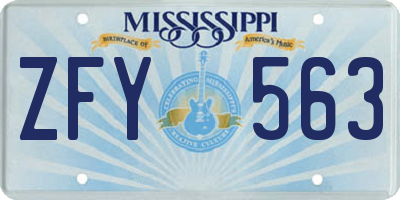 MS license plate ZFY563