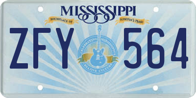 MS license plate ZFY564