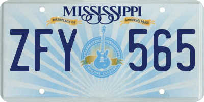 MS license plate ZFY565