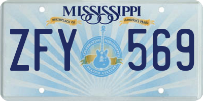 MS license plate ZFY569