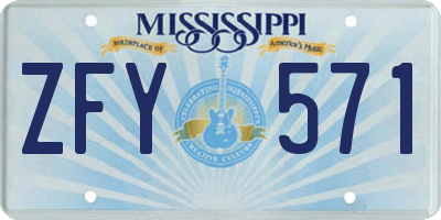MS license plate ZFY571