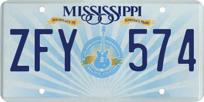 MS license plate ZFY574