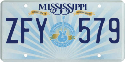 MS license plate ZFY579