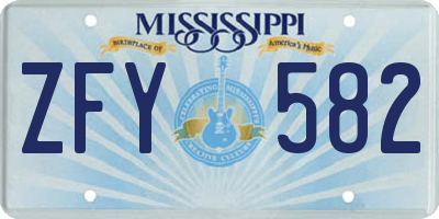 MS license plate ZFY582