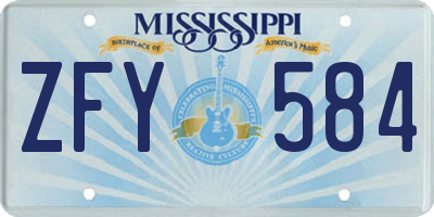 MS license plate ZFY584