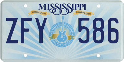 MS license plate ZFY586