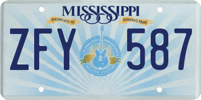 MS license plate ZFY587