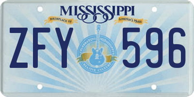 MS license plate ZFY596