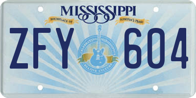 MS license plate ZFY604