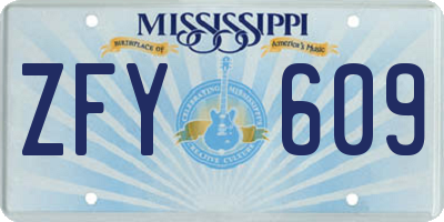 MS license plate ZFY609
