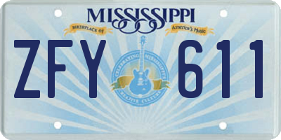 MS license plate ZFY611