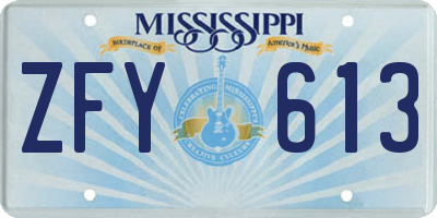 MS license plate ZFY613