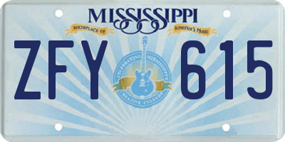 MS license plate ZFY615