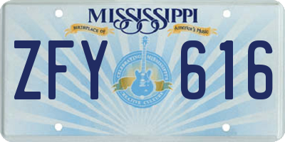 MS license plate ZFY616