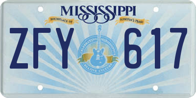MS license plate ZFY617