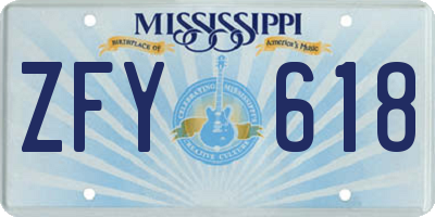 MS license plate ZFY618