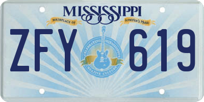 MS license plate ZFY619