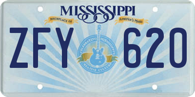 MS license plate ZFY620