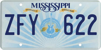 MS license plate ZFY622