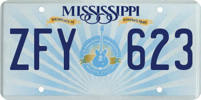 MS license plate ZFY623