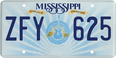 MS license plate ZFY625
