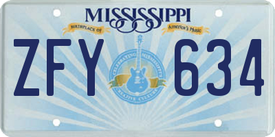 MS license plate ZFY634