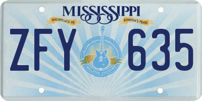 MS license plate ZFY635