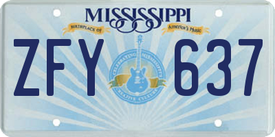 MS license plate ZFY637