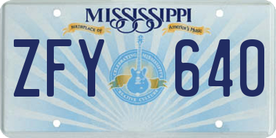 MS license plate ZFY640
