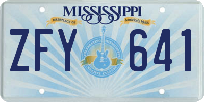 MS license plate ZFY641