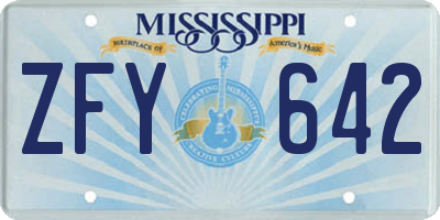 MS license plate ZFY642
