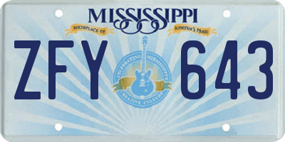 MS license plate ZFY643
