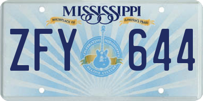 MS license plate ZFY644