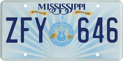 MS license plate ZFY646