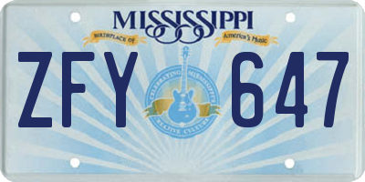 MS license plate ZFY647