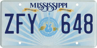 MS license plate ZFY648