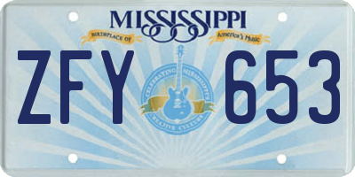 MS license plate ZFY653