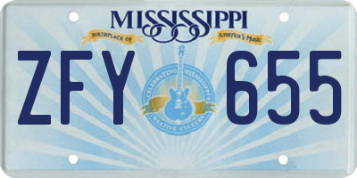 MS license plate ZFY655