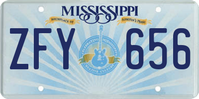 MS license plate ZFY656