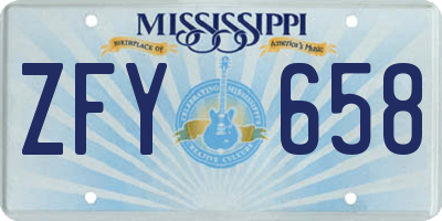 MS license plate ZFY658