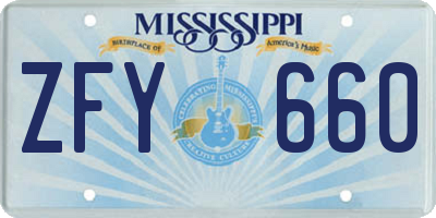 MS license plate ZFY660