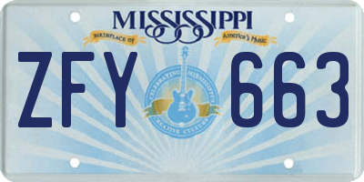 MS license plate ZFY663